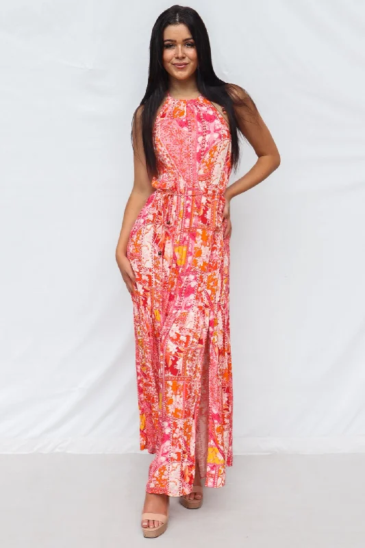 Calypso Maxi Dress - Pink Print