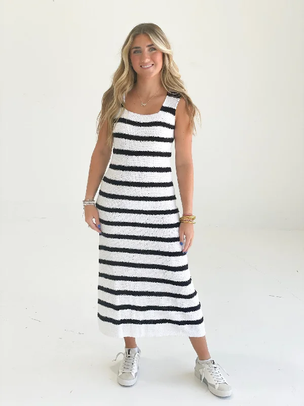 Crossing Borders Midi Dress - Ivory/Blk