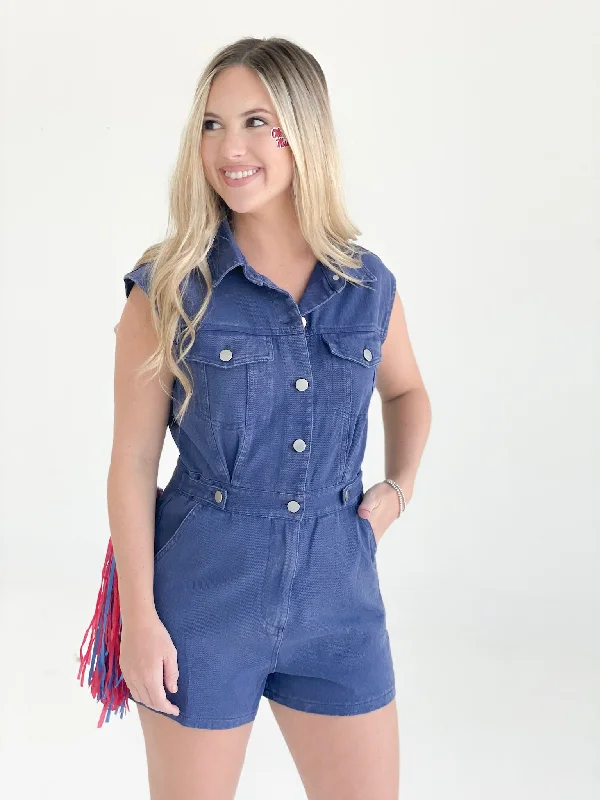 Griffin Romper -  Navy