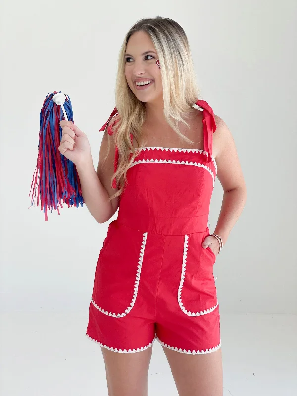 Not So Subtle Romper - Red/White