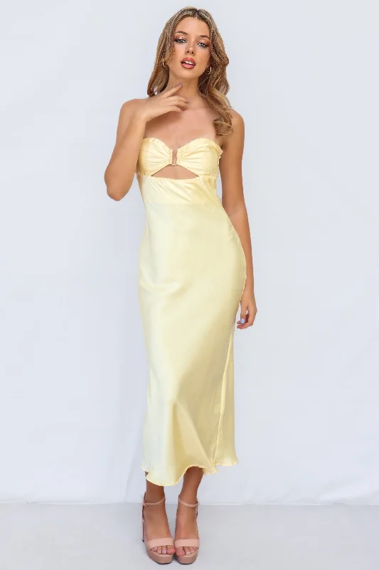 Rosette Midi Dress - Yellow