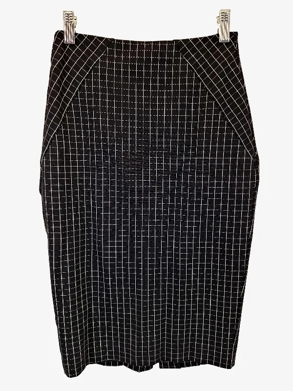 Cue Classic Check Bodycon Midi Skirt Size 6