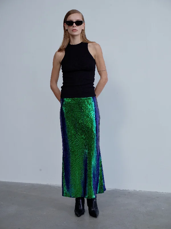 Joelle Sequin Maxi Skirt in Océan Bleu