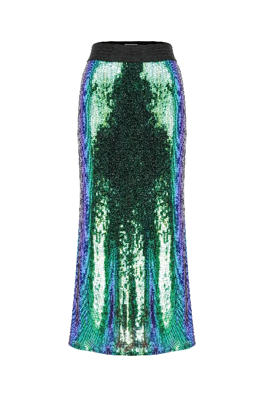 Joelle Sequin Maxi Skirt in Océan Bleu