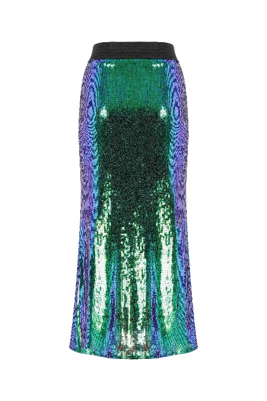 Joelle Sequin Maxi Skirt in Océan Bleu