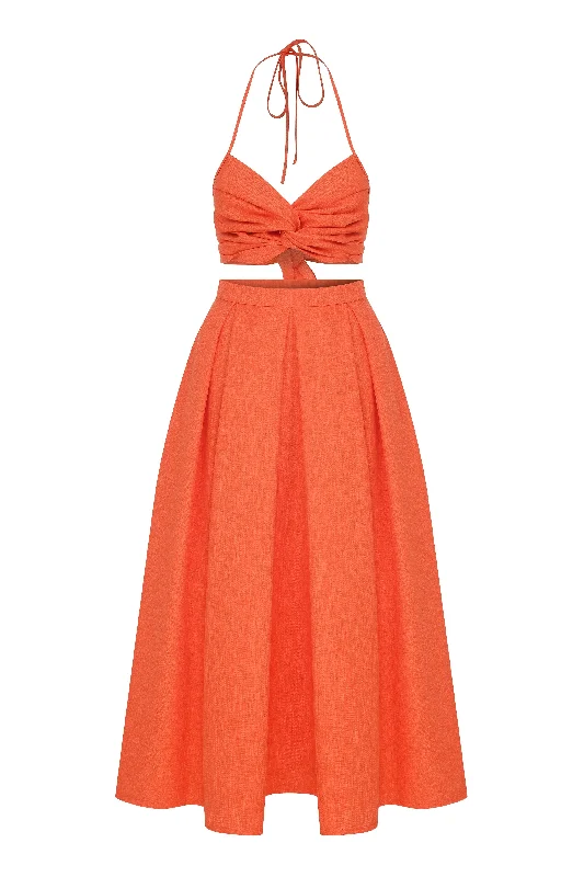 June Midi Skirt in Spicy Orange