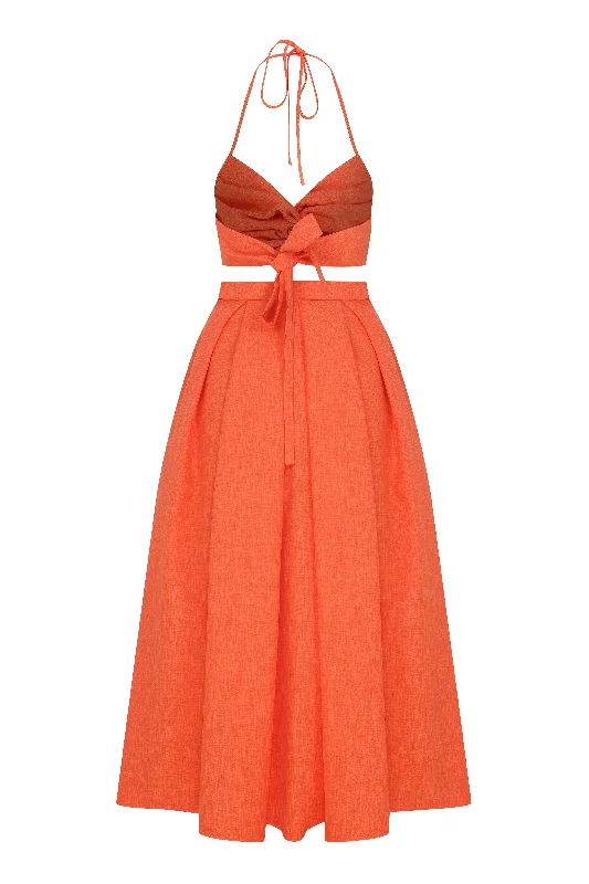 June Midi Skirt in Spicy Orange