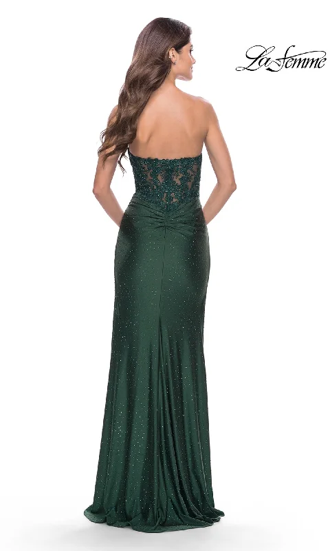 La Femme Strapless Sheer-Waist Prom Dress 31343