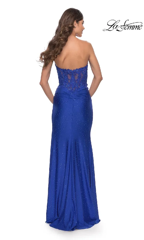 La Femme Strapless Sheer-Waist Prom Dress 31343