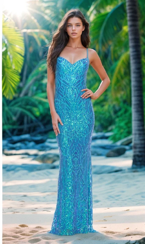 La Femme Sequin-Print Tight Long Prom Dress 31390