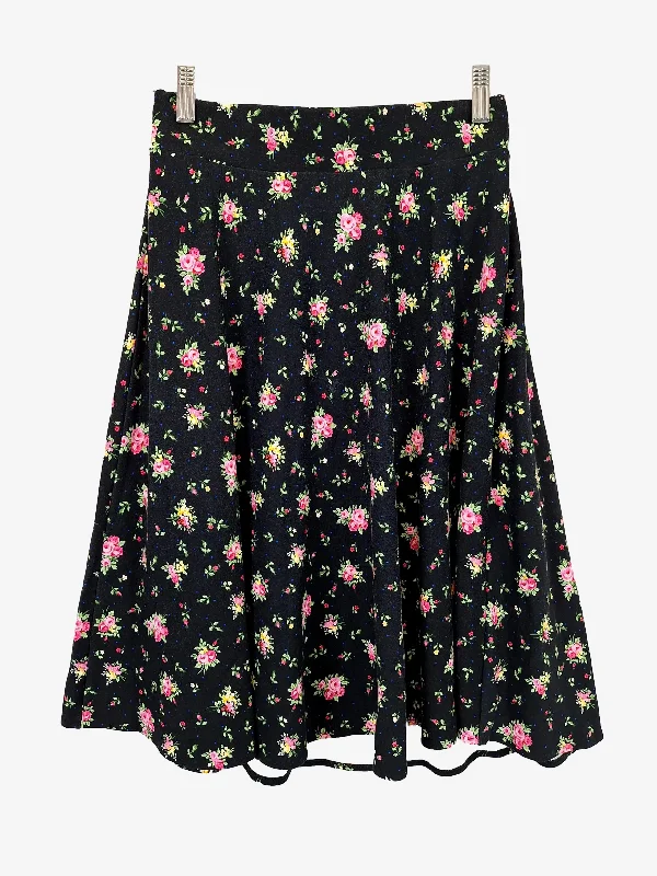 Review Semi Circle Floral Stretch Midi Skirt Size 8