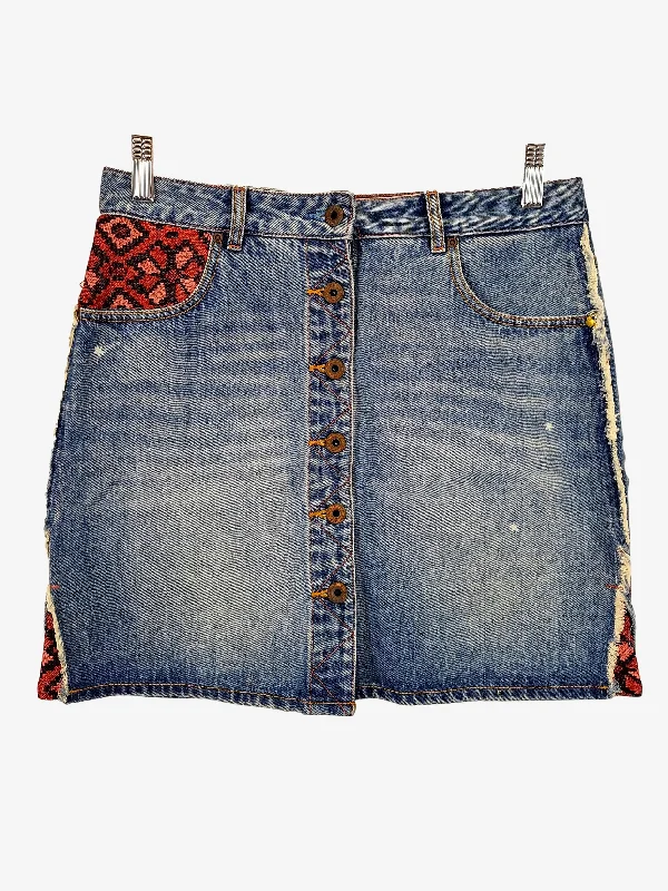 Scotch & Soda Distressed Denim Patches Mini Skirt Size S