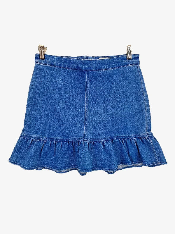 Seed Classic Ruffle Hem Denim Mini Skirt Size 12